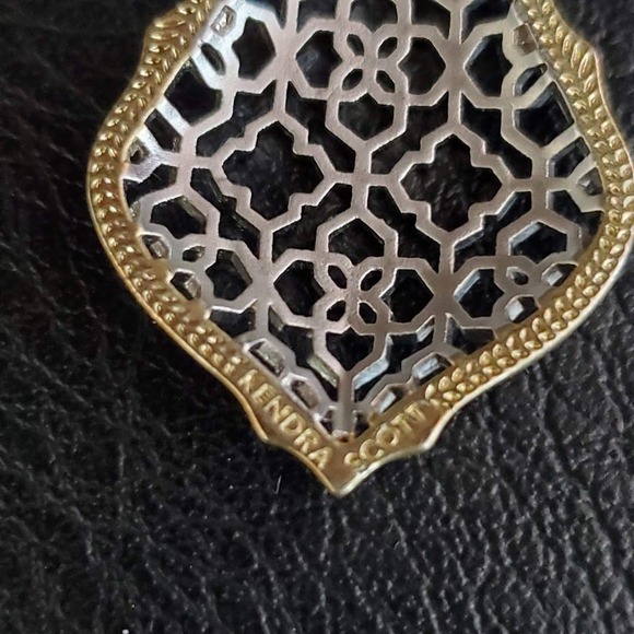 Kendra Scott Addie Earrings Silver Gold Plated Two Tone Dangle Filigree - Picture 2 of 5